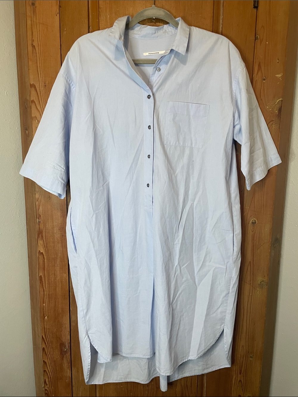 Pomandere light blue cotton shirt dress